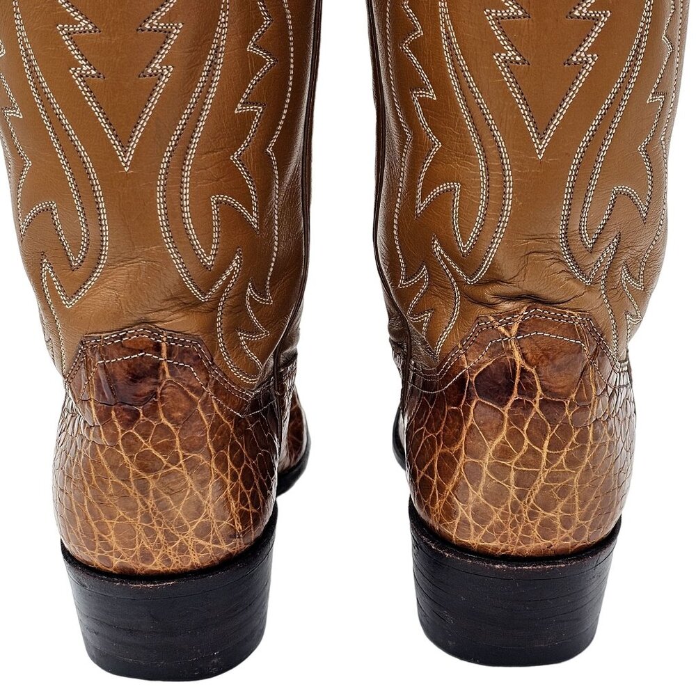 Vintage Preban Exotic Justin Womens 8AA Honey Brown Cowboy Western Boots Cowgirl - Picture 11 of 16